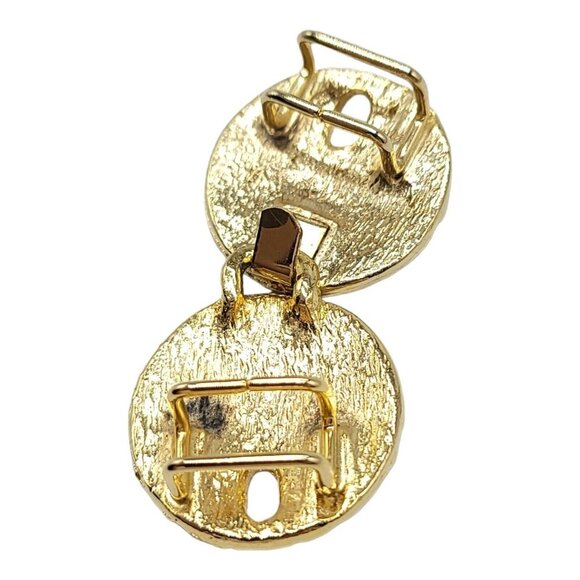 Sand Dollar 2 Piece Interlocking Belt Buckle Glossy Gold Tone Vintage - Picture 4 of 4